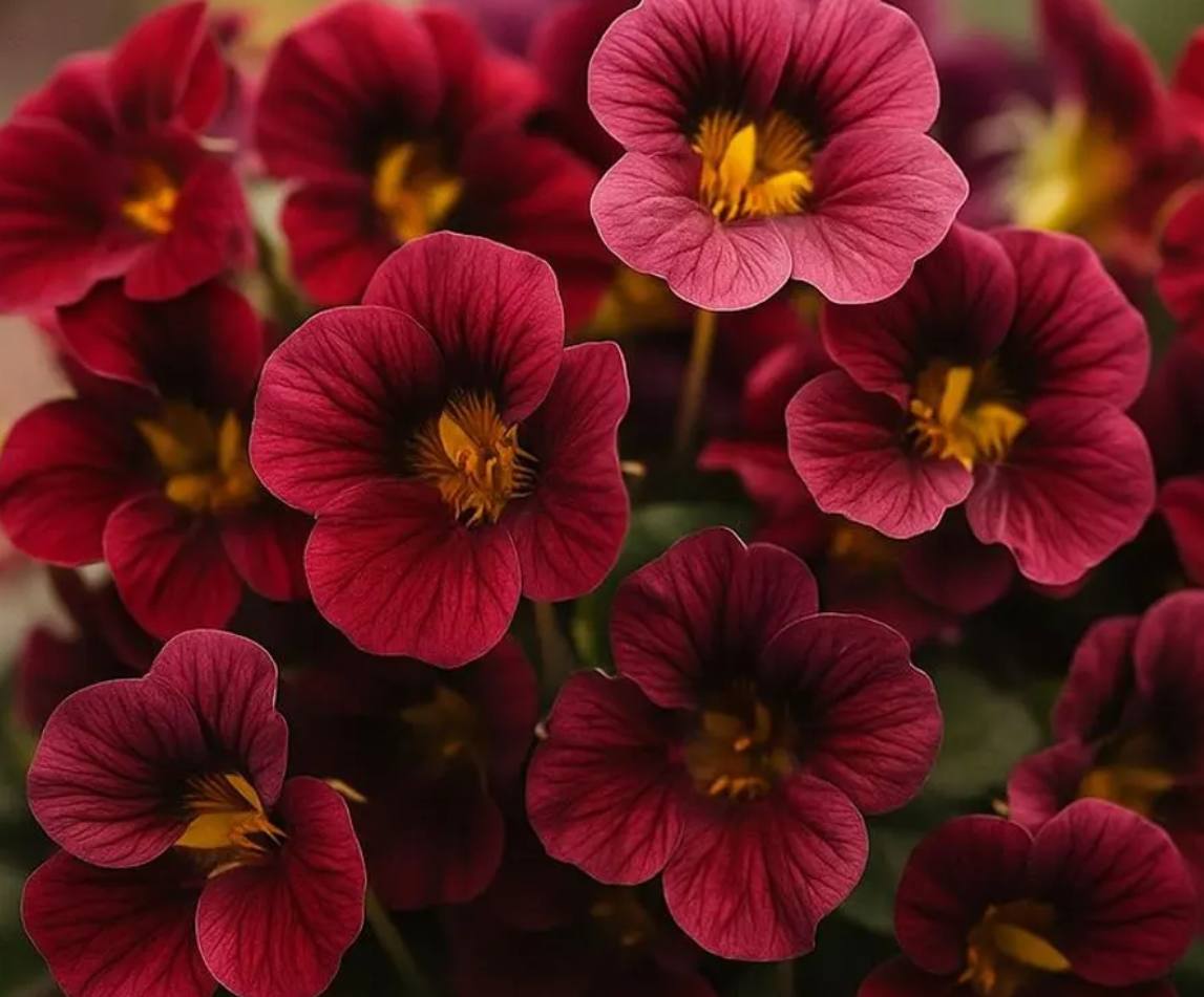Nasturtium (Tropaeolum majus) Alaska Red 20 Seeds