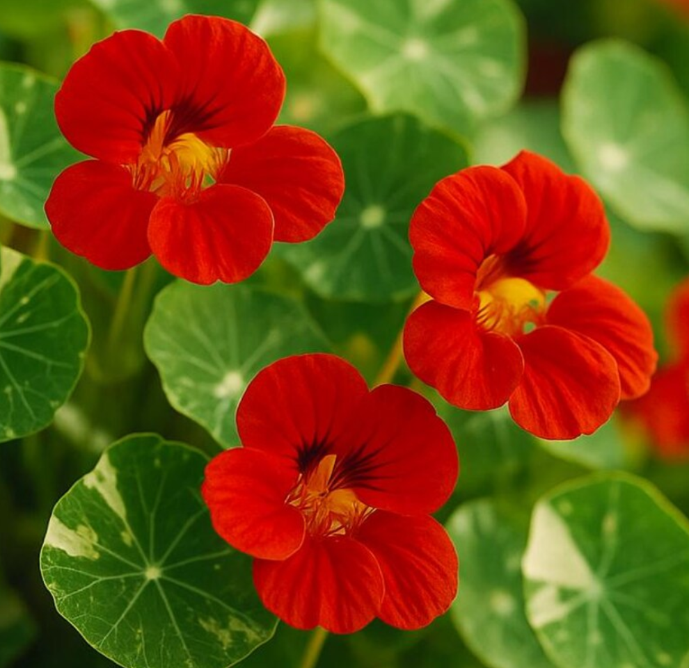 Nasturtium (Tropaeolum majus) Alaska Scarlet 20 Seeds